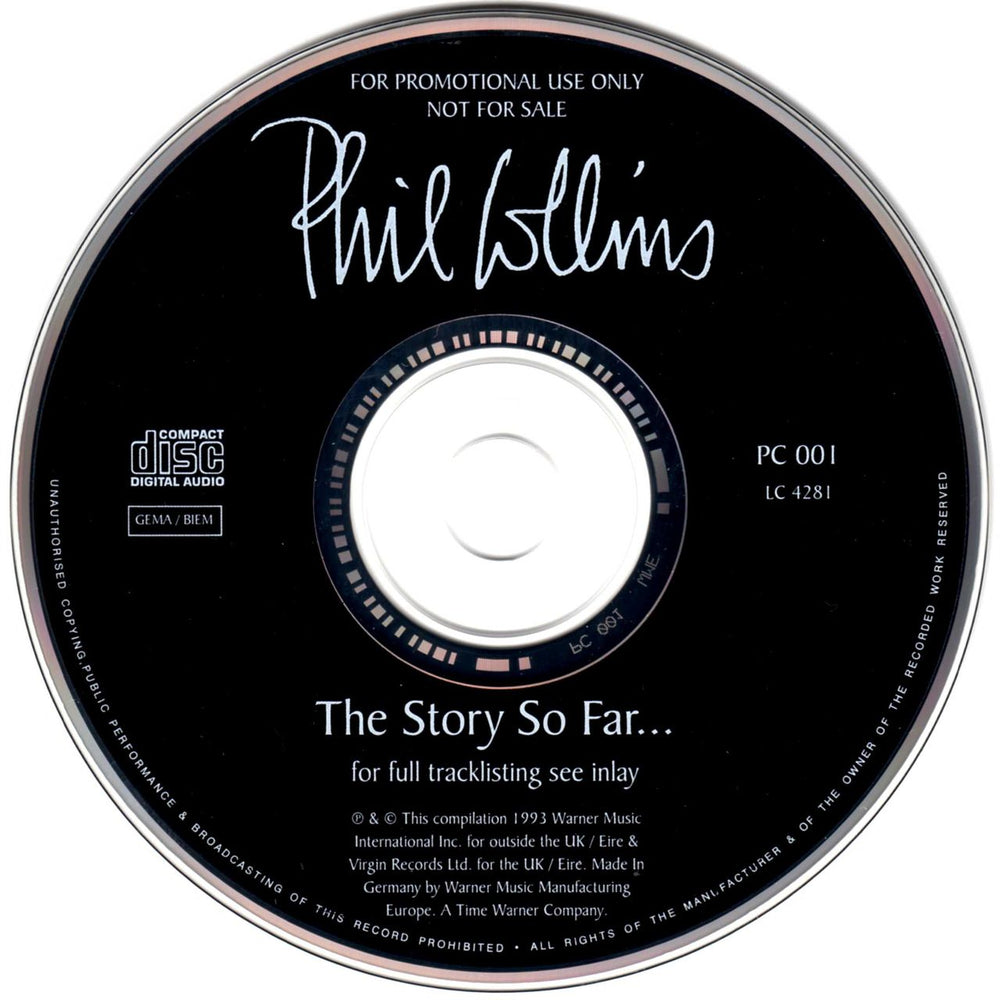 Phil Collins The Story So Far... UK Promo CD album (CDLP)