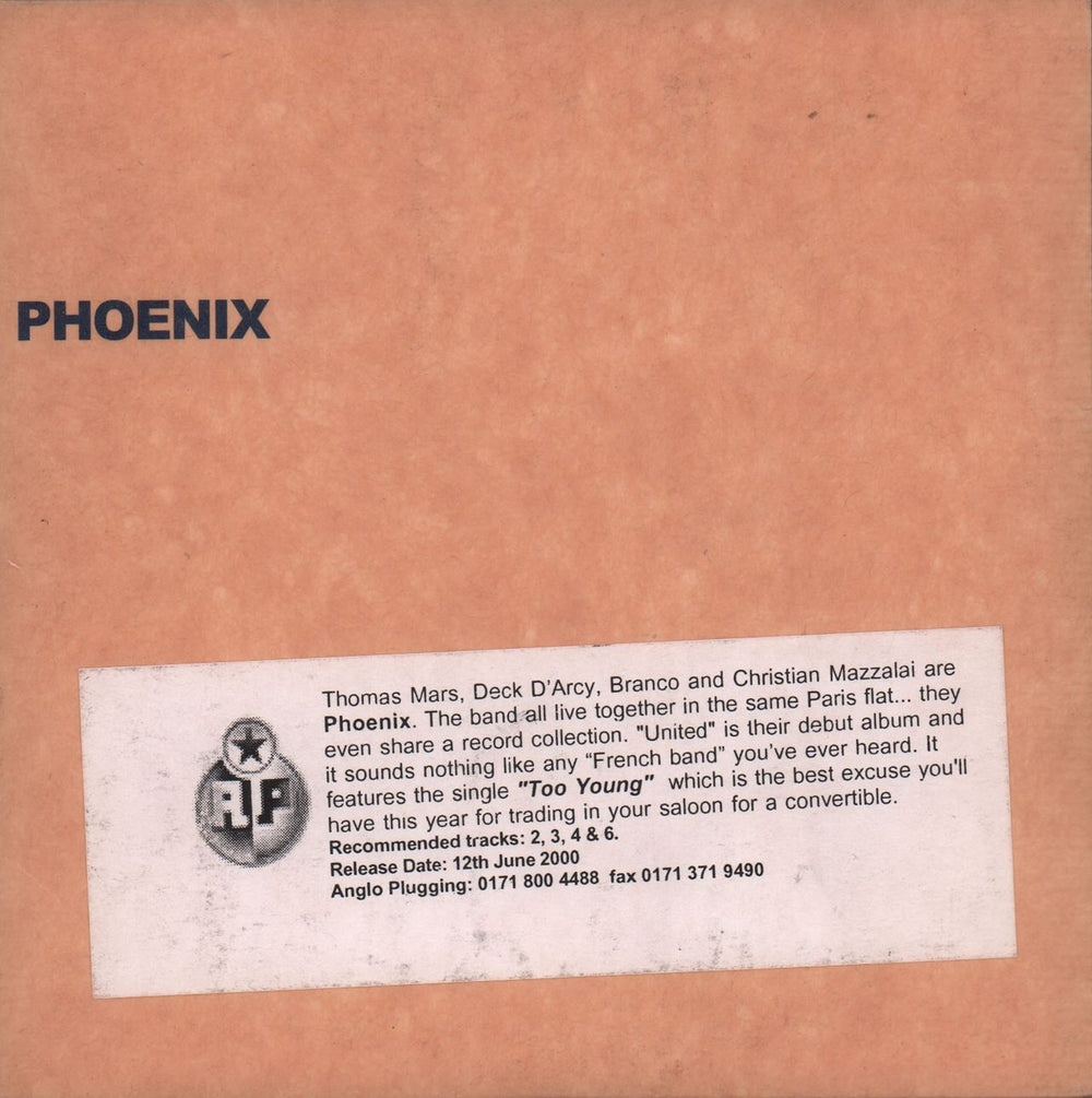 Phoenix (Fr) United Dutch Promo CD album (CDLP) VISA4976