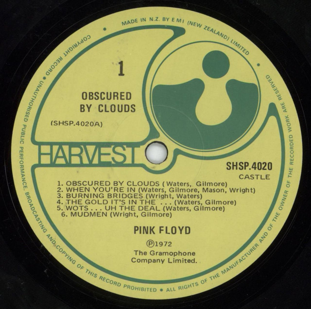 Pink Floyd Obscured By Clouds - 2nd New Zealand vinyl LP album (LP record) PINLPOB806404