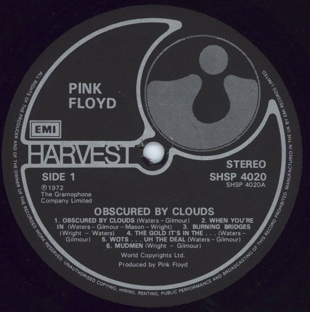 Pink Floyd Obscured By Clouds - black & silver label UK vinyl LP album (LP record) PINLPOB780502