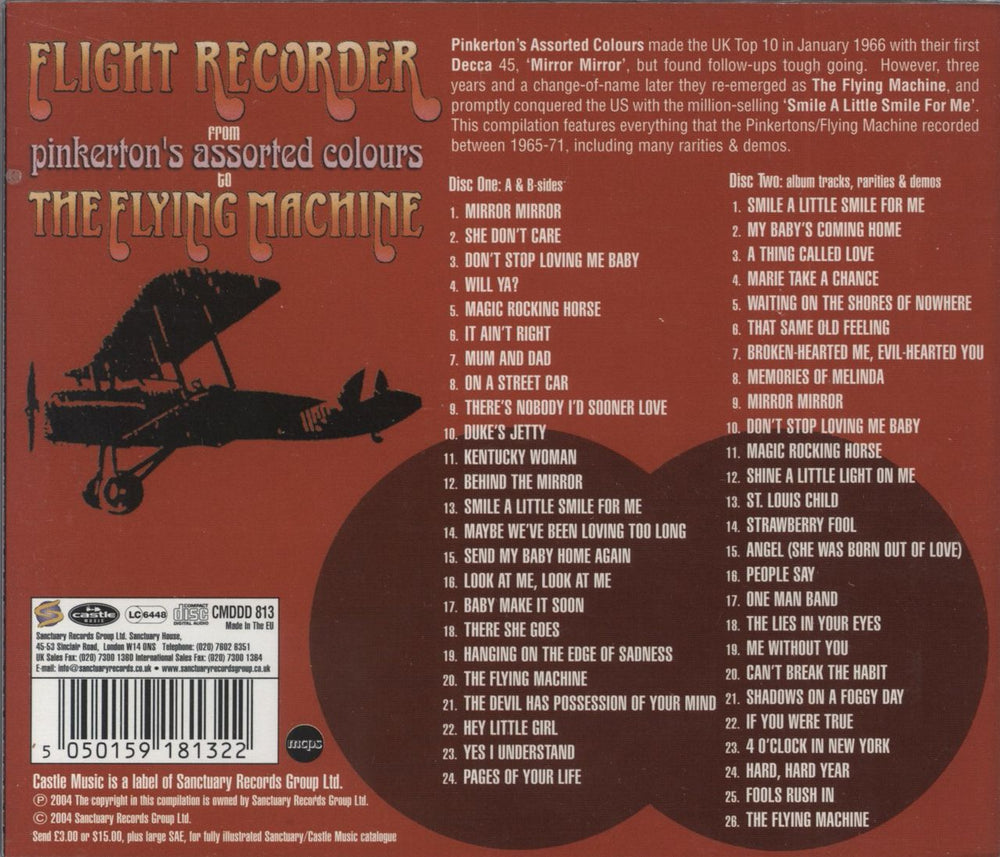 Pinkerton's Assorted Colours Flight Recorder From Pinkerton's Assorted Colours To The Flying Machine UK 2 CD album set (Double CD)