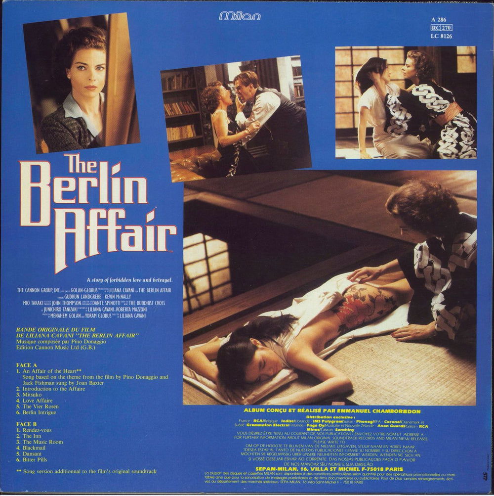 Pino Donaggio The Berlin Affair OST French vinyl LP album (LP record)