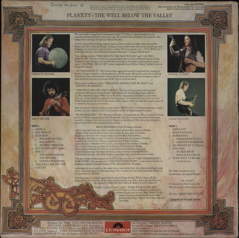 Planxty The Well Below The Valley Irish vinyl LP album (LP record)