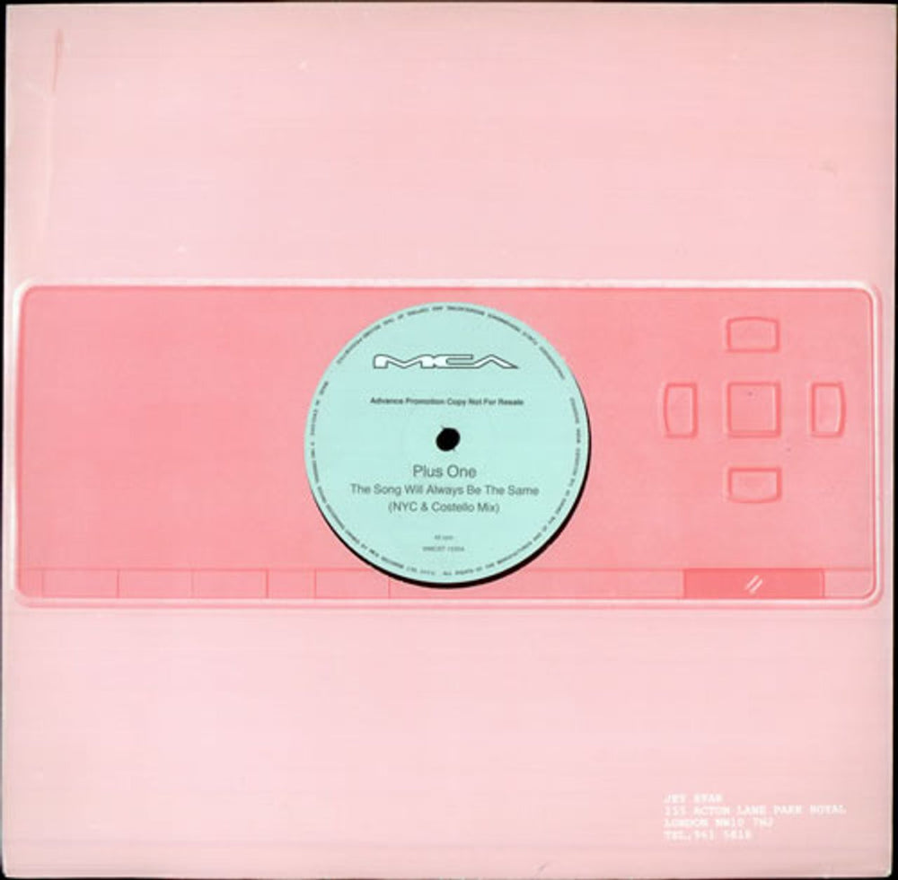 Plus One The Song Will Always Be The Same UK Promo 12" vinyl single (12 inch record / Maxi-single) WMCST1535