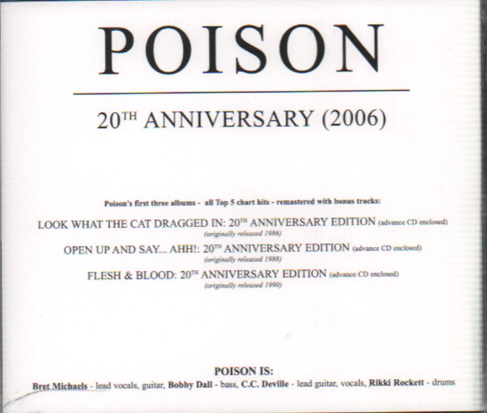 Poison 20th Anniversary Collection US Promo CD-R acetate CD-R ACETATES