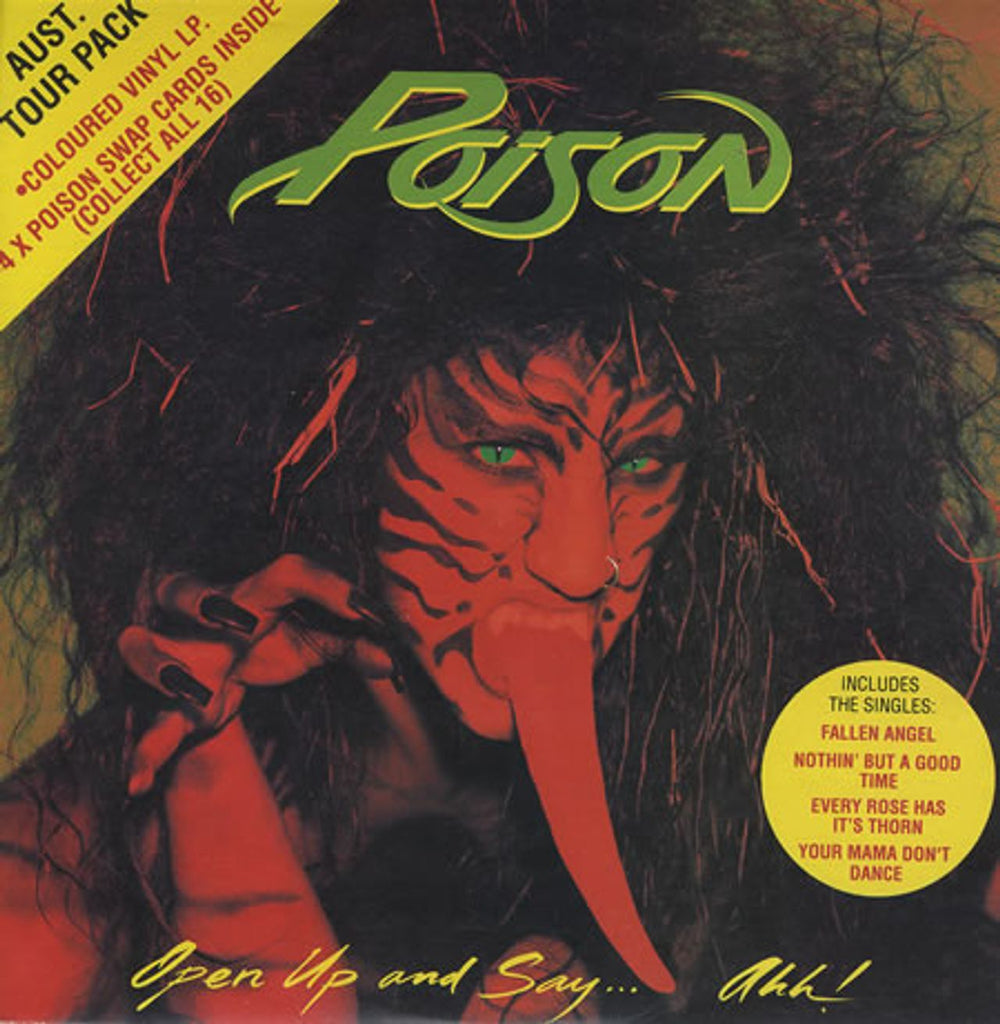 Poison Open Up And Say... Ahh! - Green Vinyl Australian vinyl LP album (LP record) LIB5200