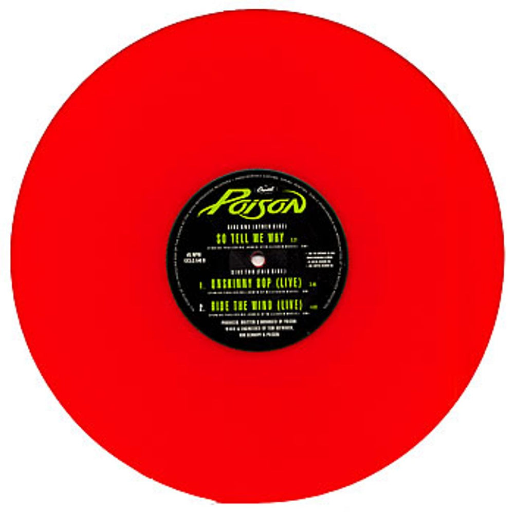 Poison So Tell Me Why - Red Vinyl + Poster UK 12" vinyl single (12 inch record / Maxi-single) POI12SO117318