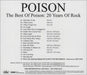 Poison The Best Of Poison: 20 Years Of Rock US Promo CD-R acetate CDR ACETATE