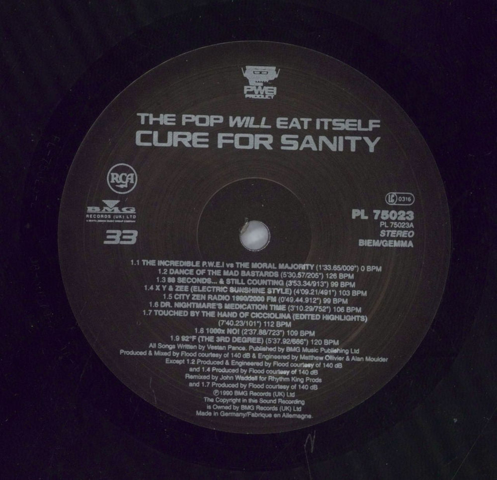 Pop Will Eat Itself Cure For Sanity UK vinyl LP album (LP record) 035627502316