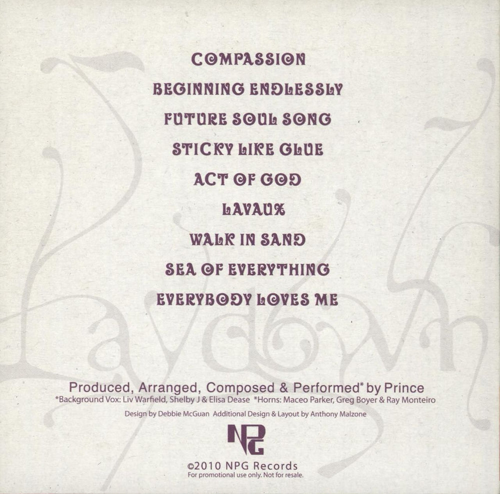 Prince 20Ten UK Promo CD album (CDLP)