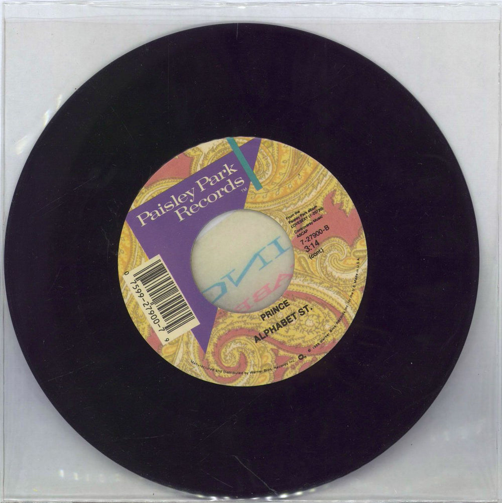 Prince Alphabet Street - Stickered PVC sleeve US 7" vinyl single (7 inch record / 45) PRI07AL776500