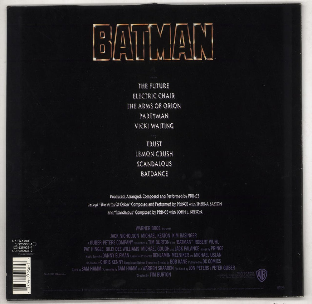 Prince Batman - Stickered Sleeve - EX UK vinyl LP album (LP record) 075992593618