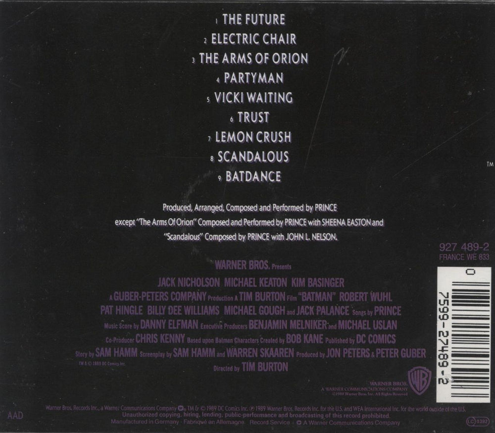 Prince Batman UK CD album (CDLP) 075992748926