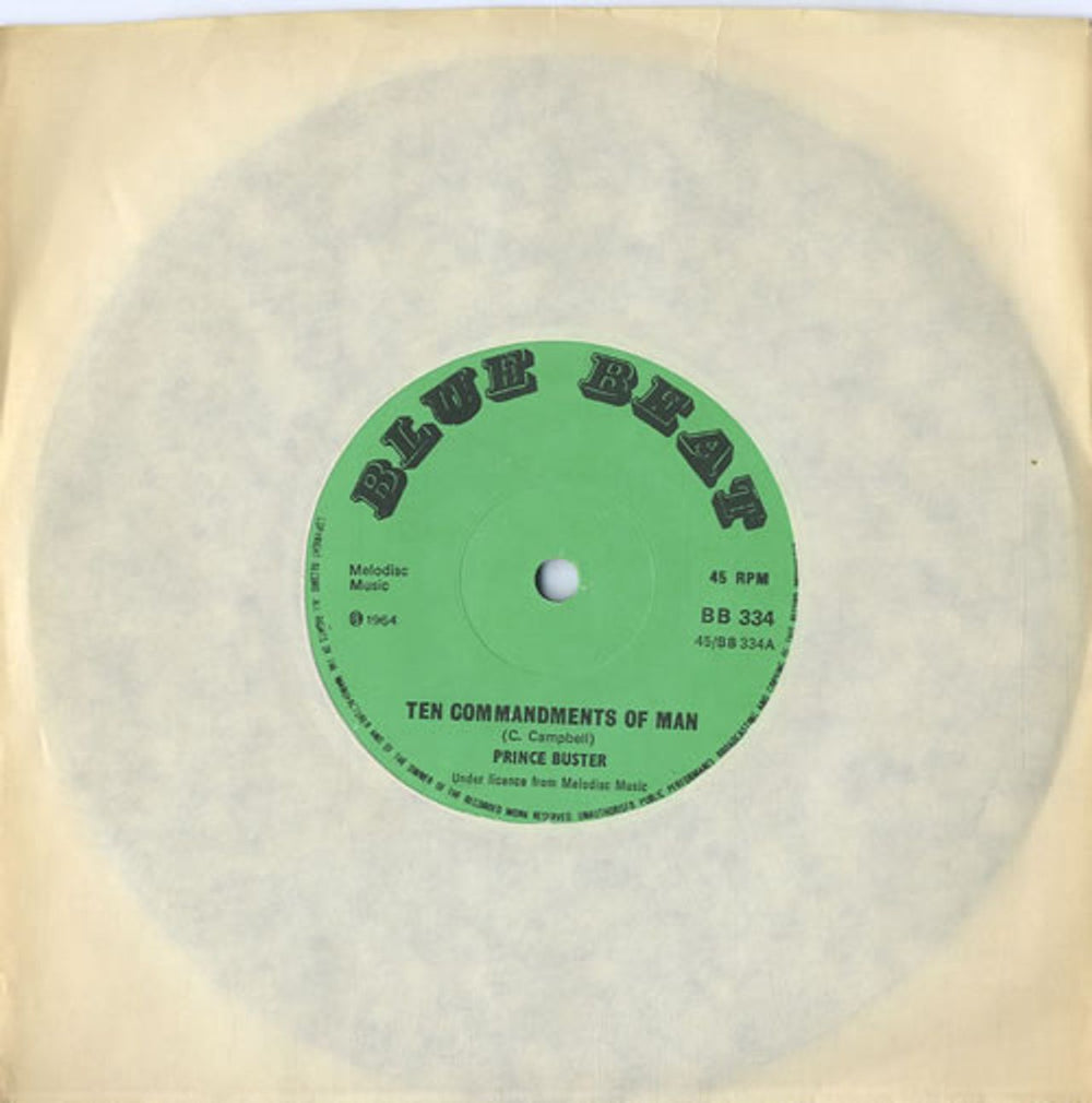 Prince Buster Ten Commandments Of Man - 2nd UK 7" vinyl single (7 inch record / 45) BB334