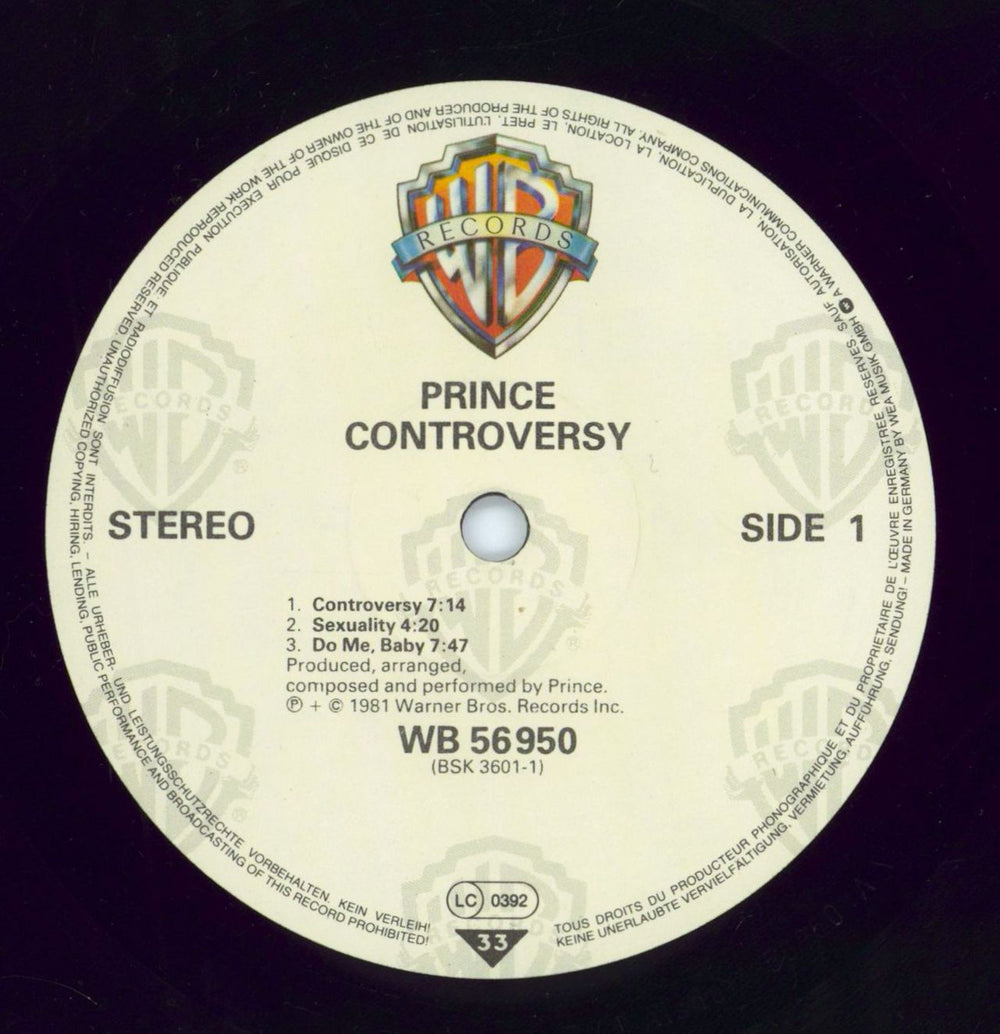 Prince Controversy + Insert German vinyl LP album (LP record) PRILPCO774694