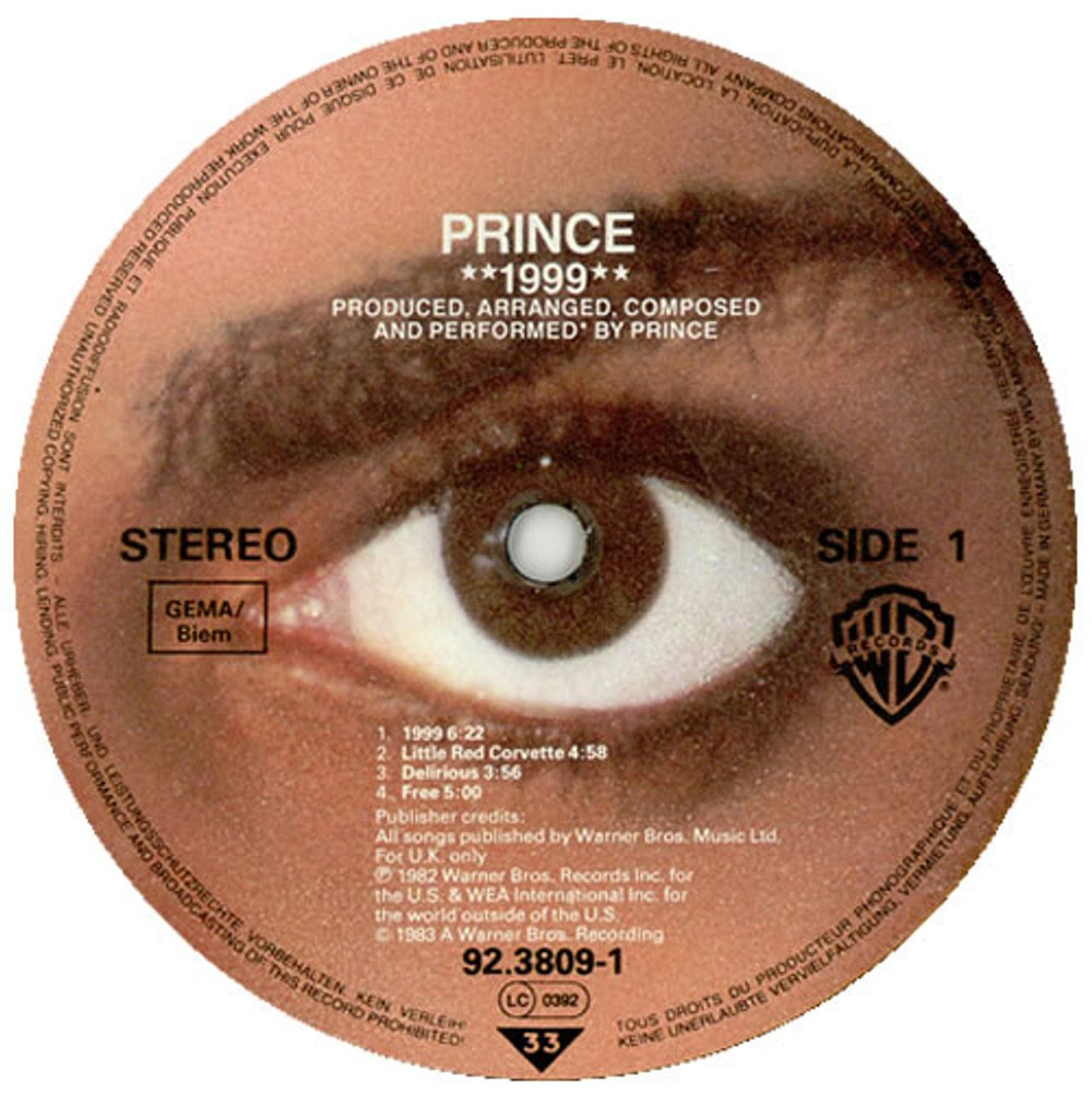 Prince Nineteen Ninety Nine German vinyl LP album (LP record) PRILPNI03412