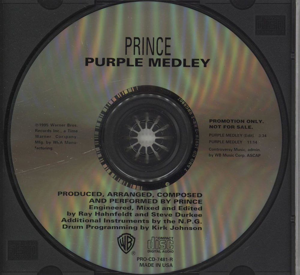 Prince Purple Medley US Promo CD single (CD5 / 5") PROCD7481R