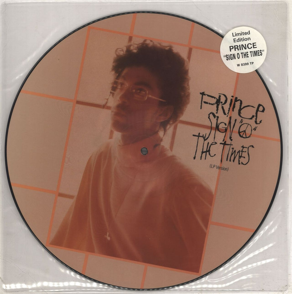 Prince Sign O The Times - Stickered Sleeve UK 12" vinyl picture disc (12 inch picture record) W8399TP