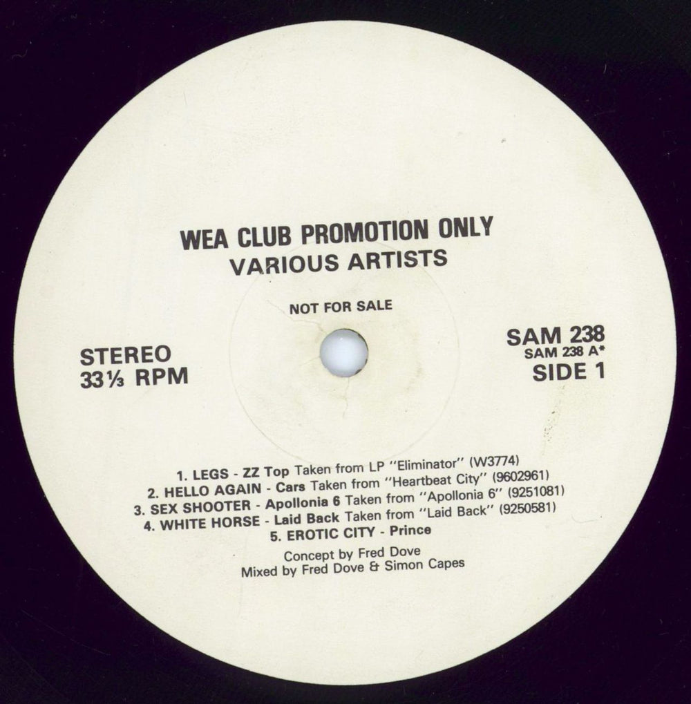 Prince WEA Club Promotion Only UK Promo vinyl LP album (LP record) SAM238