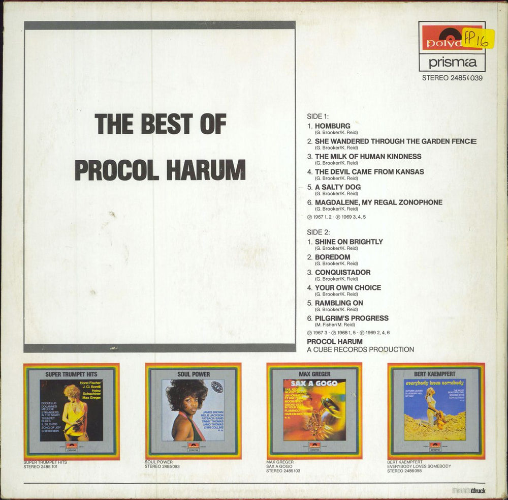 Procol Harum The Best Of Procol Harum Austrian vinyl LP album (LP record)