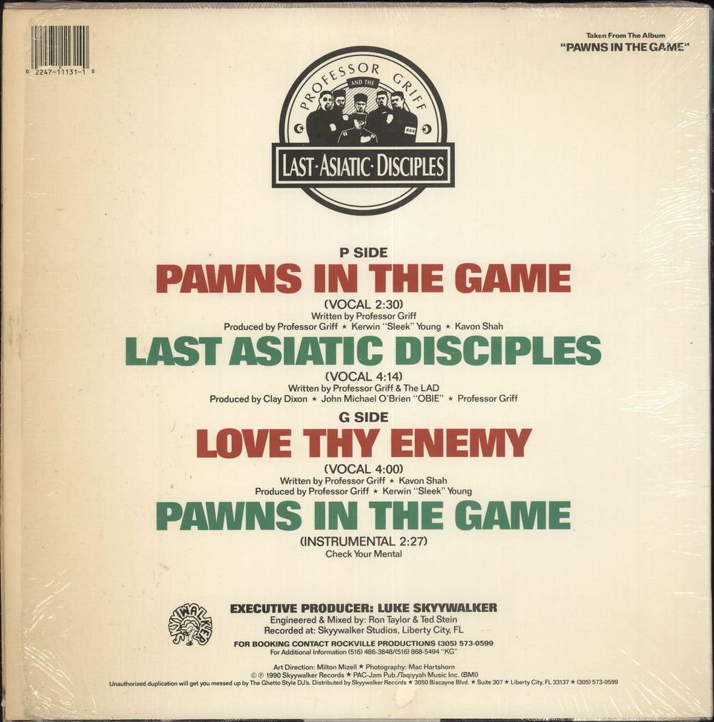 Professor Griff Pawns In The Game US 12" vinyl single (12 inch record / Maxi-single) 022471113140