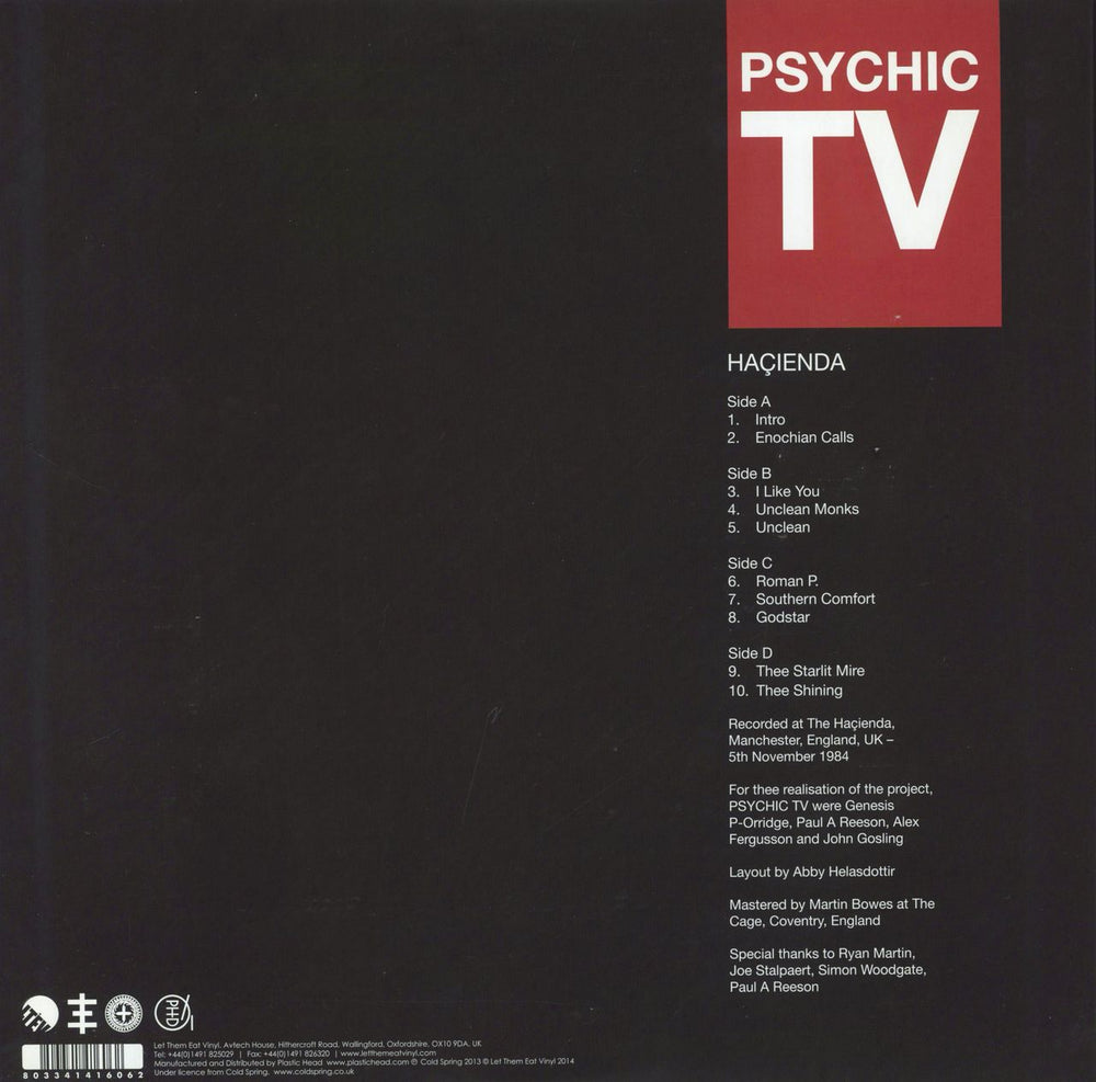 Psychic TV Haçienda - RSD 2014 - Red Vinyl UK 2-LP vinyl record set (Double LP Album) 803341416062