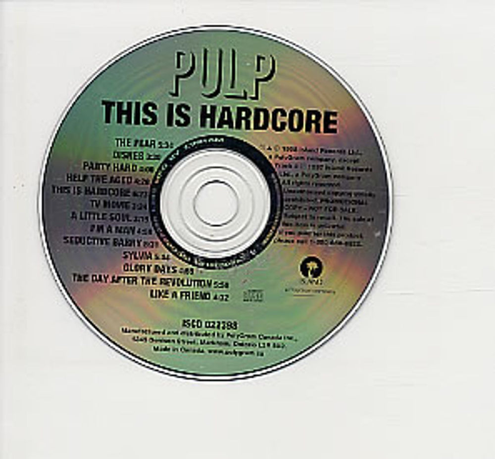 Pulp This Is Hardcore Canadian Promo CD album (CDLP) ISCD-022398