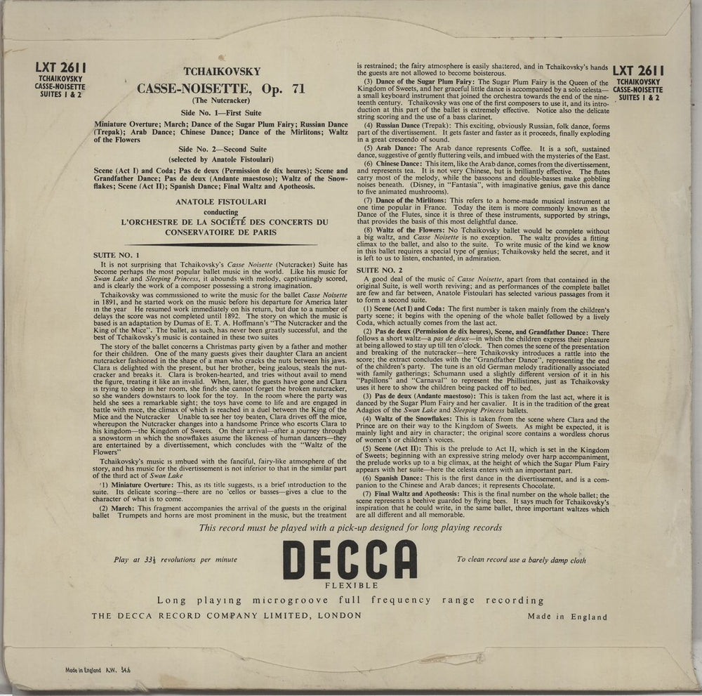 Pyotr Ilyich Tchaikovsky Casse-Noisette Suite, Op. 71 (The Nutcracker) UK vinyl LP album (LP record) T3NLPCA653778