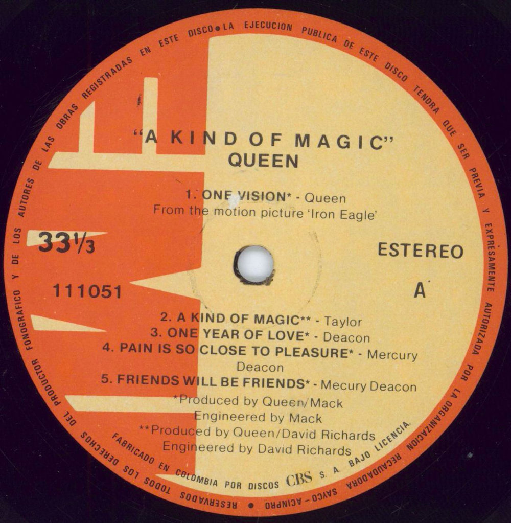 Queen A Kind Of Magic Colombian vinyl LP album (LP record) QUELPAK307975