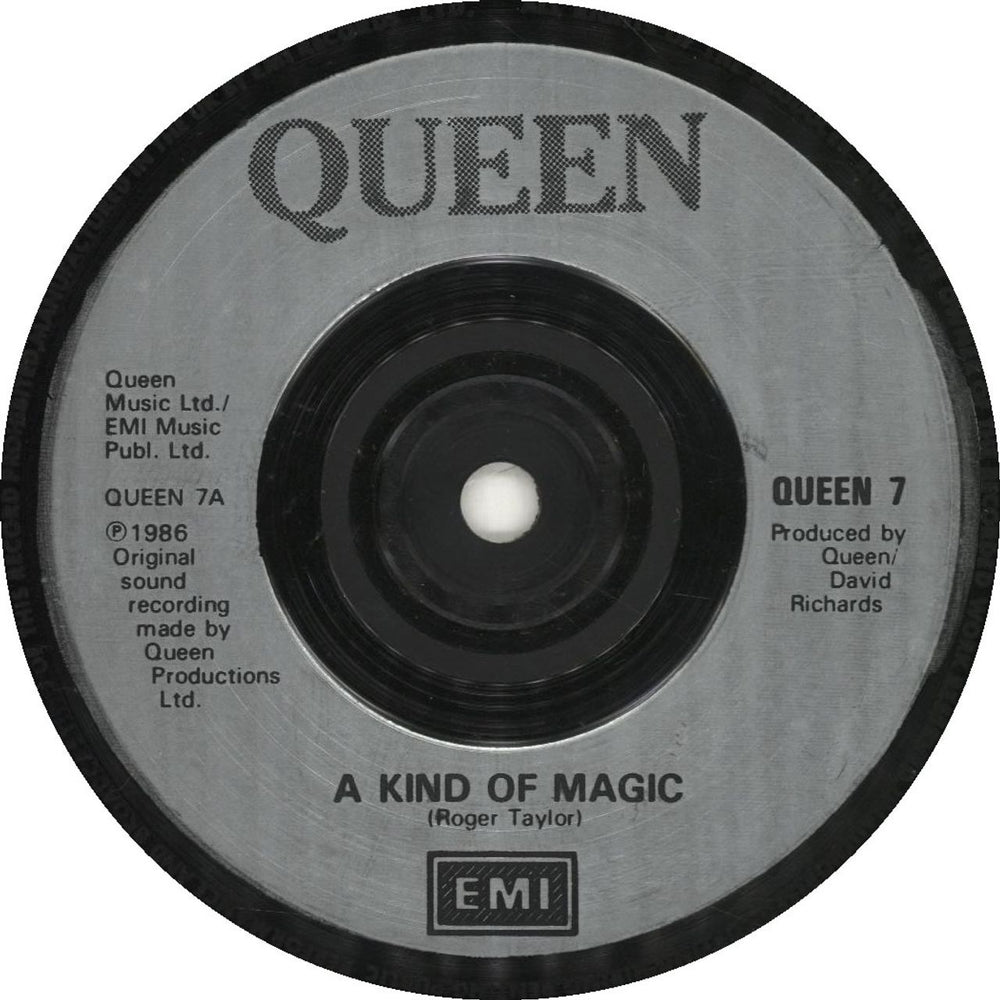 Queen A Kind Of Magic - Injection Labels UK 7" vinyl single (7 inch record / 45) QUEEN7