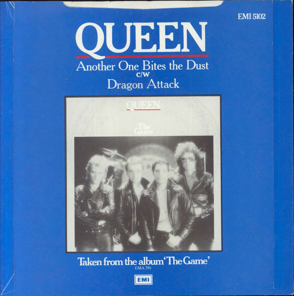 Queen Another One Bites The Dust - Solid + Sleeve UK 7" vinyl single (7 inch record / 45)