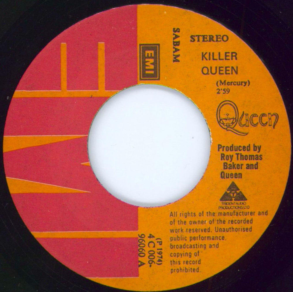 Queen Killer Queen Belgian 7" vinyl single (7 inch record / 45) QUE07KI215323