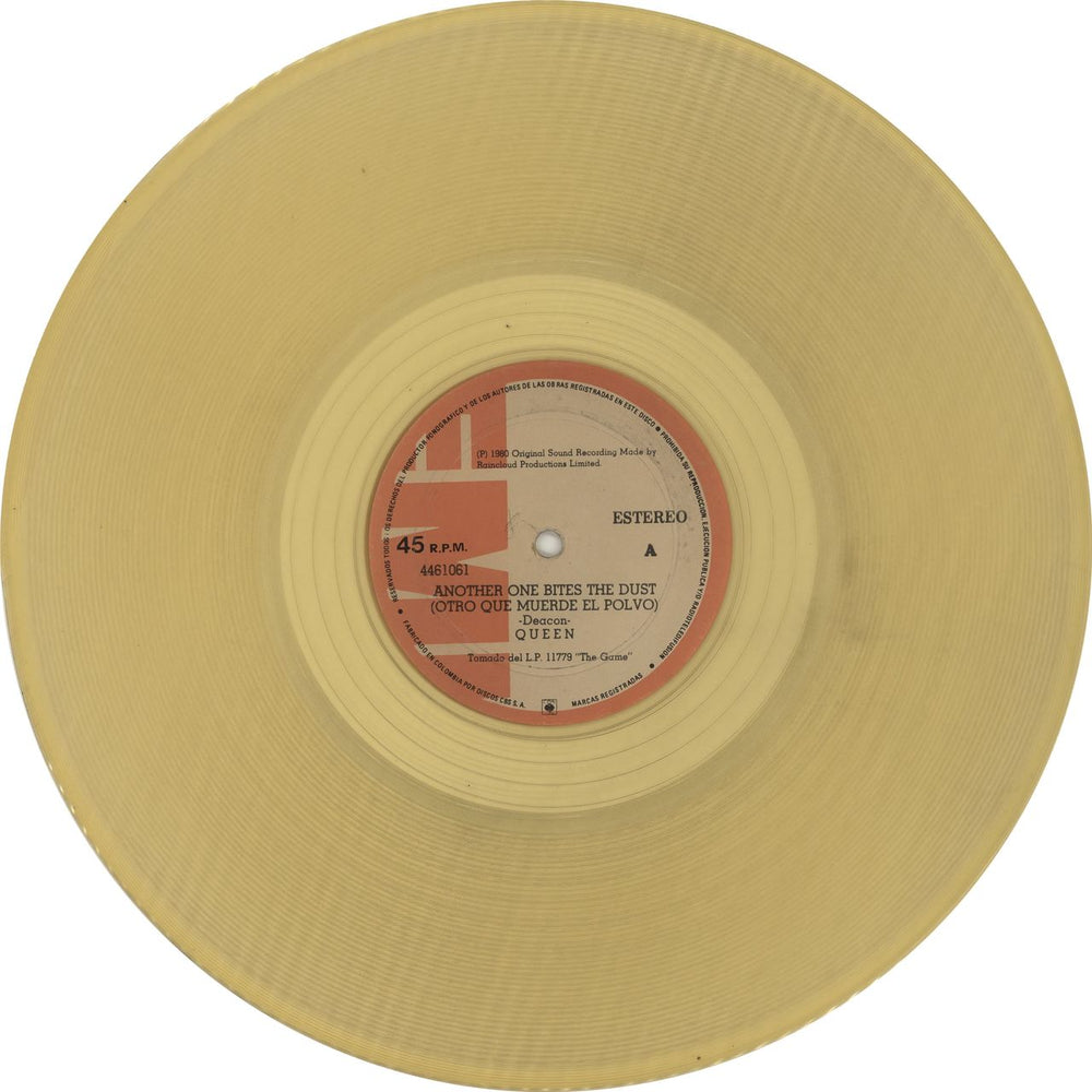 Queen Otro Que Muerde El Polvo - Golden Yellow vinyl Colombian 12" vinyl single (12 inch record / Maxi-single) 4461061