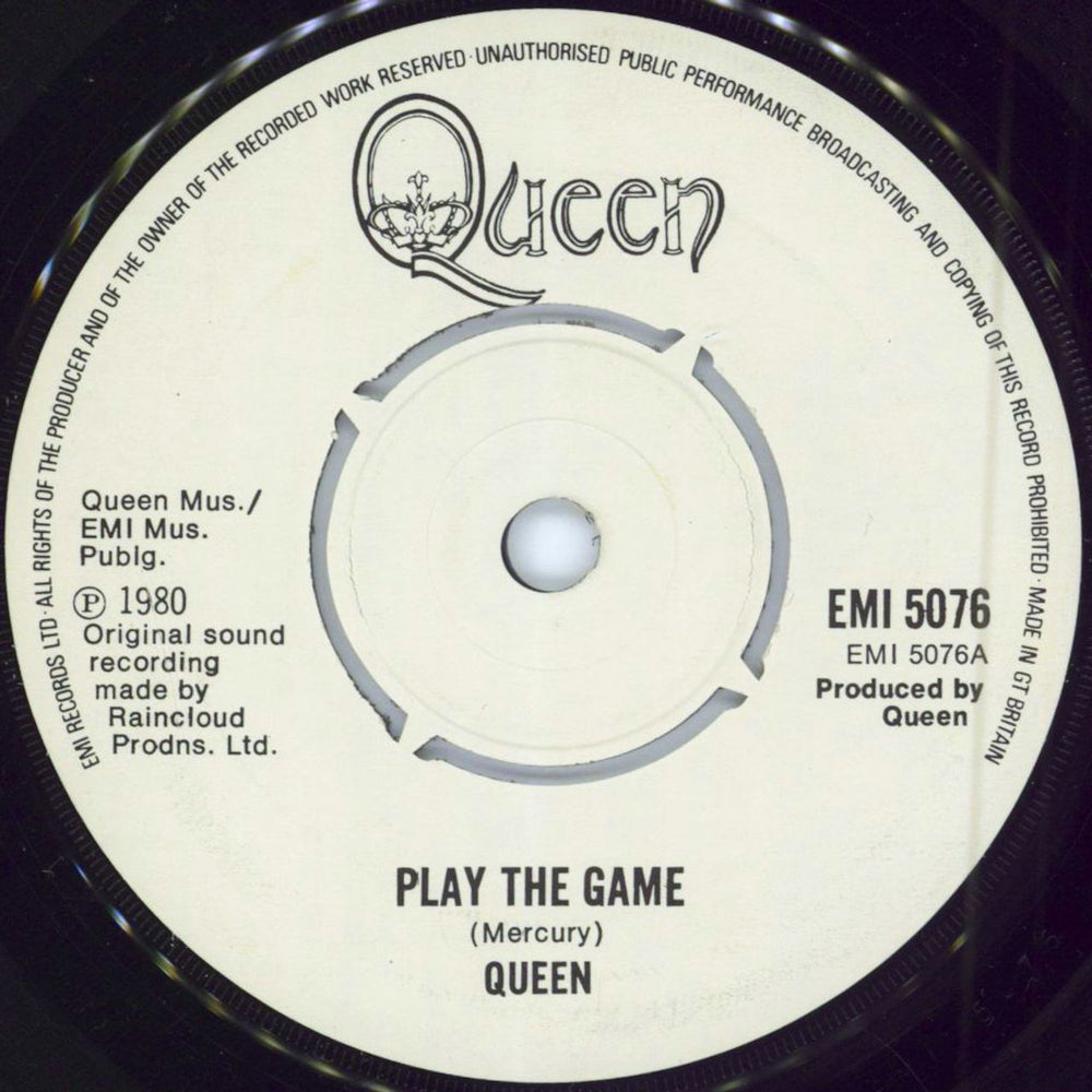 Queen Play The Game - White label design UK 7" vinyl single (7 inch record / 45) EMI5076