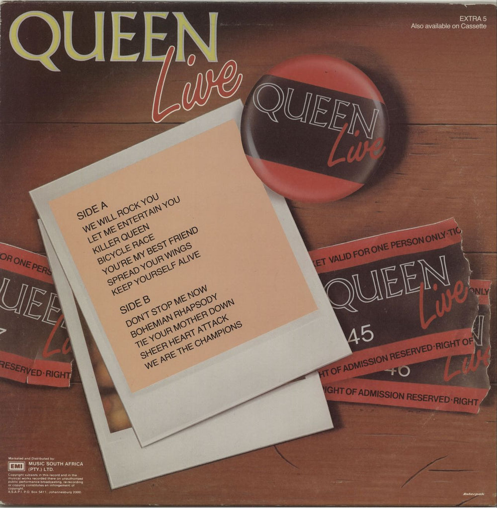 Queen Queen Live South African vinyl LP album (LP record) QUELPQU219587