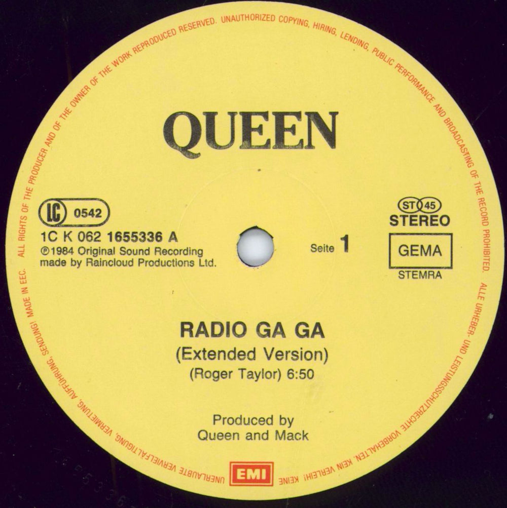 Queen Radio Ga Ga - Lyric Sleeve German 12" vinyl single (12 inch record / Maxi-single) QUE12RA327947