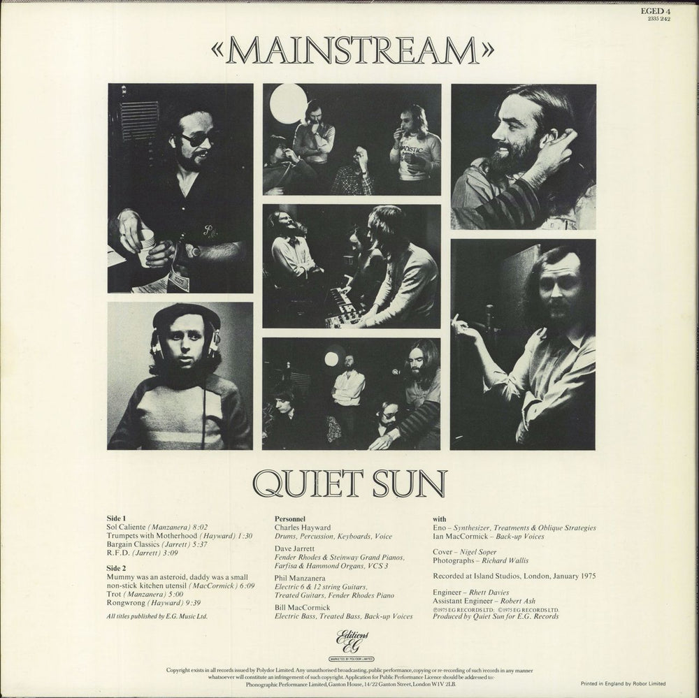 Quiet Sun Mainstream UK vinyl LP album (LP record)