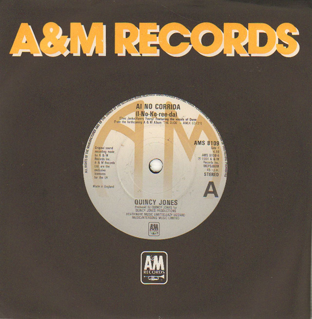 Quincy Jones Ai No Corrida UK 7" vinyl single (7 inch record / 45) AMS8109