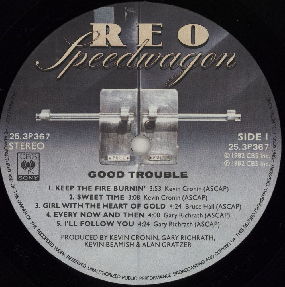 R.E.O. Speedwagon Good Trouble Hong Kong vinyl LP album (LP record) REOLPGO762671