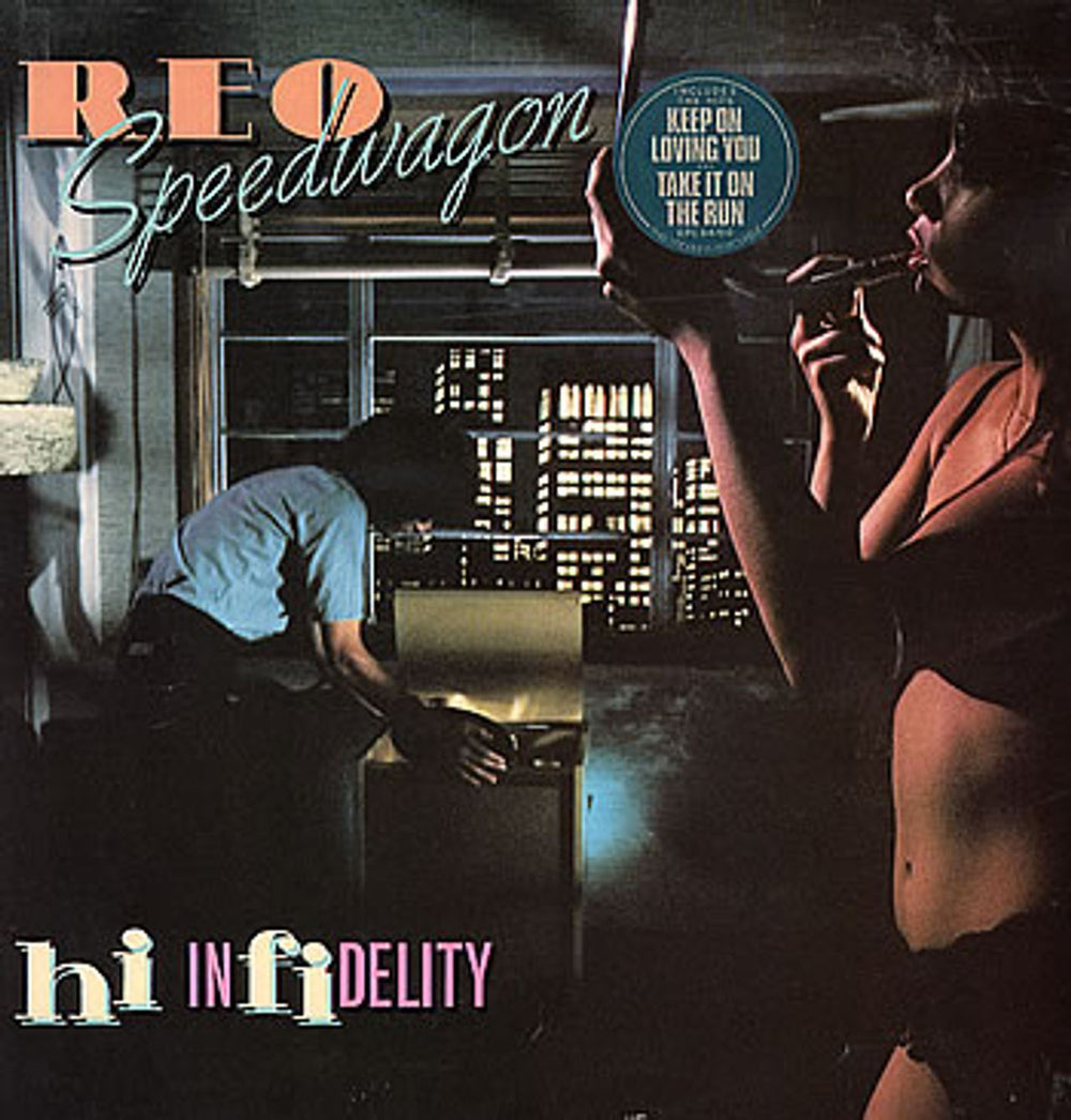 R.E.O. Speedwagon Hi Infidelity - Green Hype Sticker Dutch vinyl LP album (LP record) EPC84700