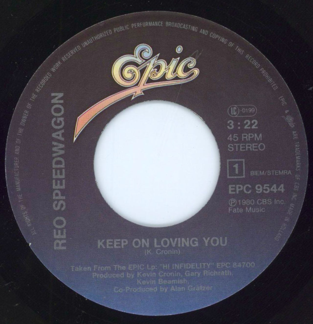 R.E.O. Speedwagon Keep On Loving You Dutch 7" vinyl single (7 inch record / 45) REO07KE798497