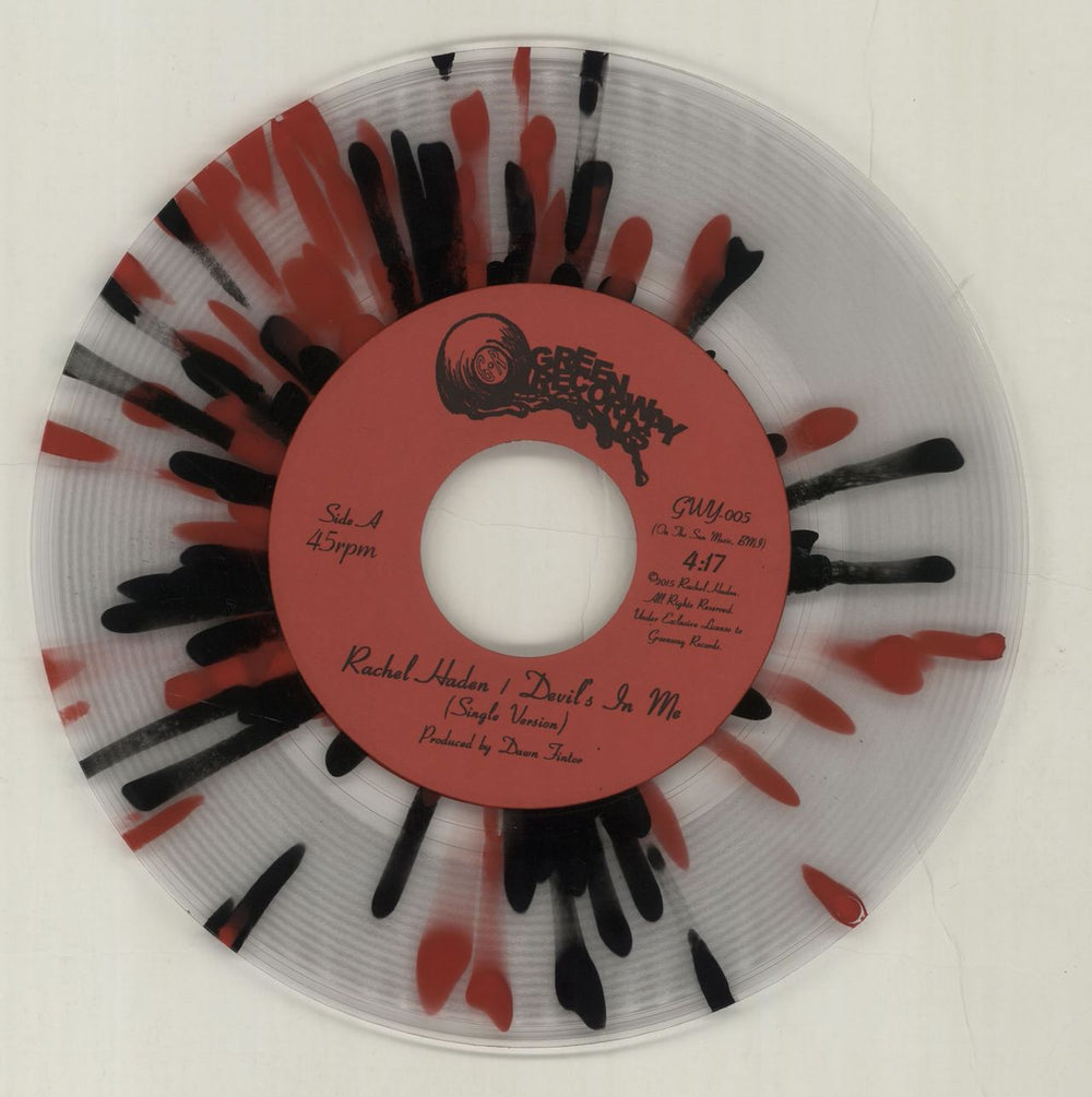 Rachel Haden Devil's In Me - Splattered Vinyl + Autographed US 7" vinyl single (7 inch record / 45) YCC07DE683356