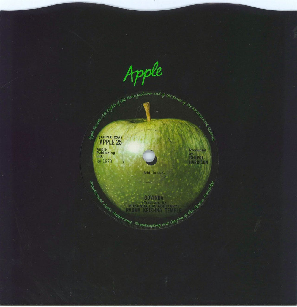 Radha Krishna Temple Govinda UK 7" vinyl single (7 inch record / 45) APPLE25