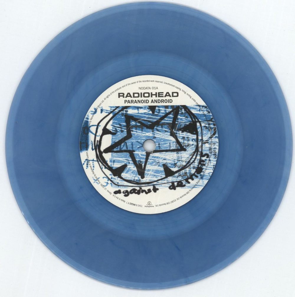 Radiohead Paranoid Android - Blue Vinyl UK 7" vinyl single (7 inch record / 45) R-H07PA86153