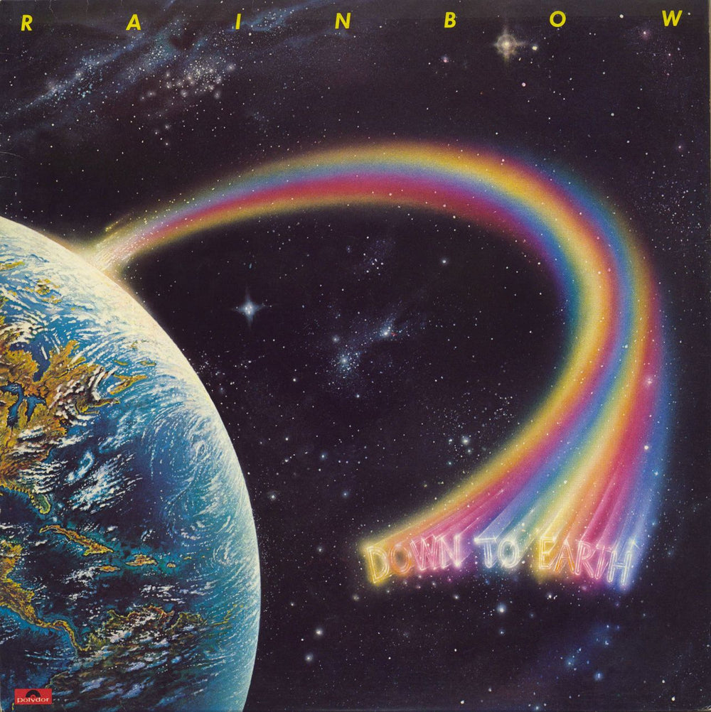 Rainbow Down To Earth + merch insert - EX UK vinyl LP album (LP record) POLD5023