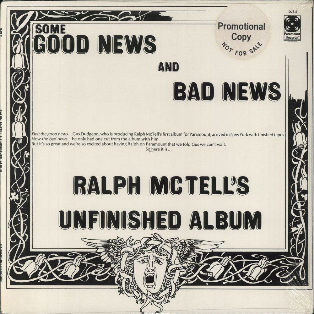 Ralph McTell Ralph McTell's Unfinished Album - Sealed Promo US Promo 12" vinyl single (12 inch record / Maxi-single) DJS2