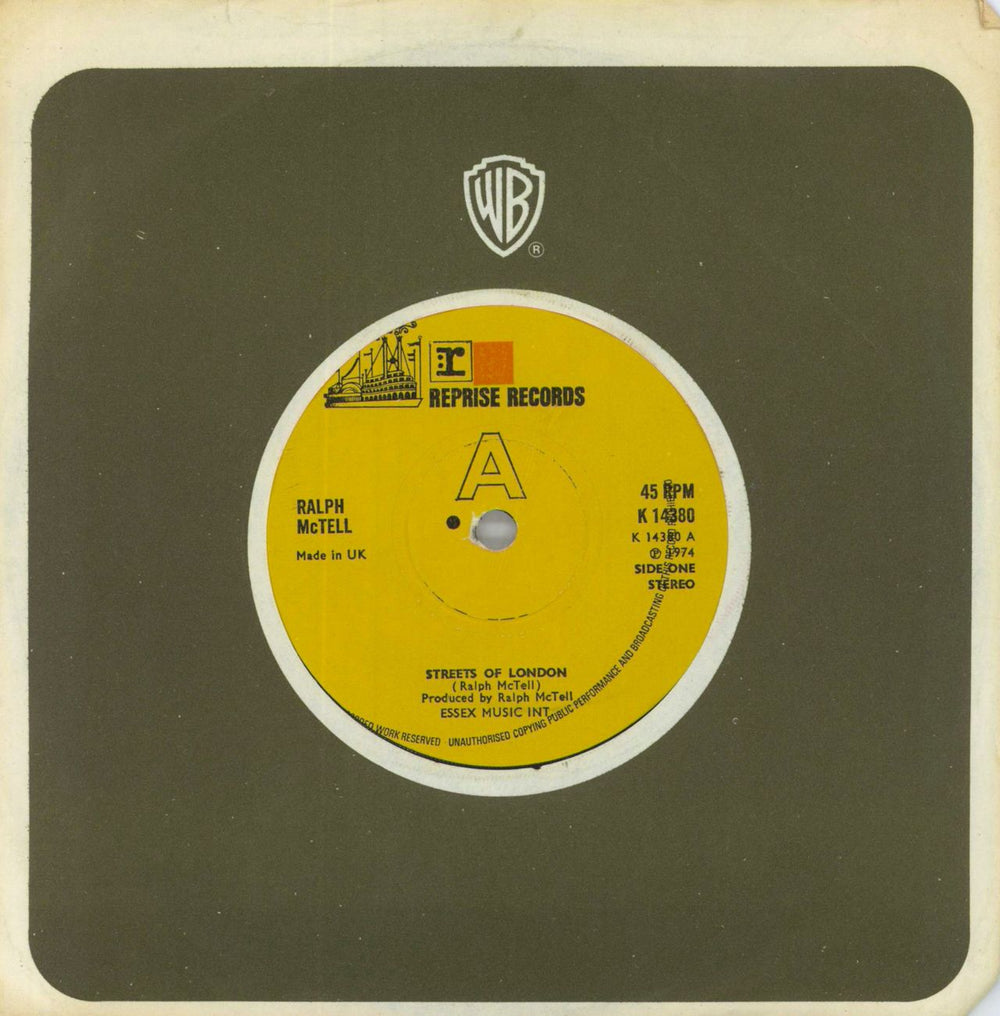 Ralph McTell Streets Of London - Solid Centre - Label Misprint US 7" vinyl single (7 inch record / 45) K14380