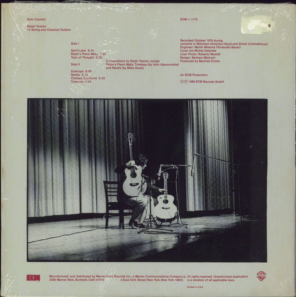 Ralph Towner Solo Concert - Shrink US vinyl LP album (LP record)