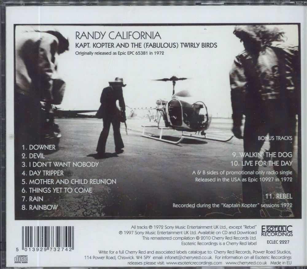 Randy California Kapt. Kopter And The [Fabulous] Twirly Birds UK CD album (CDLP) 5013929732742