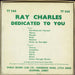 Ray Charles Dedicated To You - Mono Reel-To-Reel Tape UK Reel to Reel